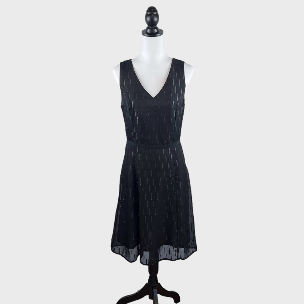 NWT Banana Republic Elegant Metallic Black Chiffon Dress • Size 8 - Picture 4 of 15